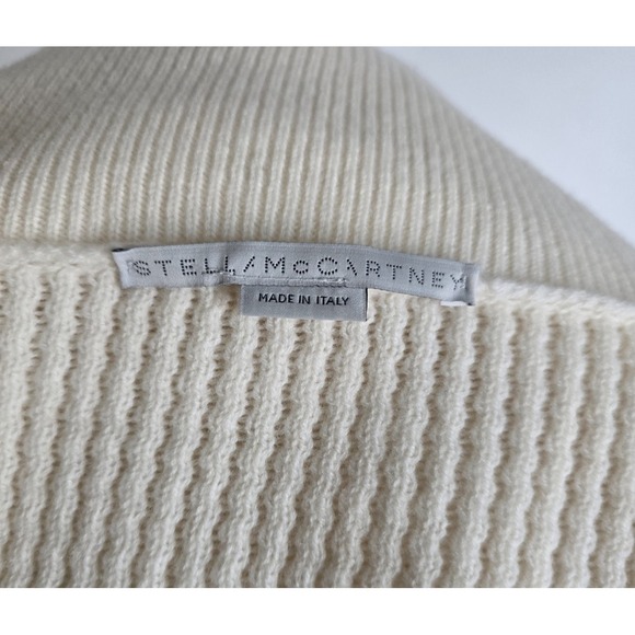 Stella McCartney Women's Wool Cowl Neck Fringe Detail Sweater Top Cream EU 42 - Picture 9 of 11